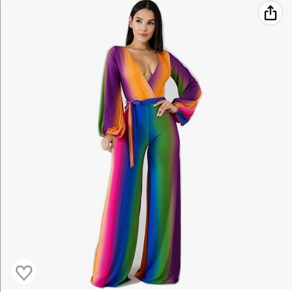 Bellbottom rainbow jumpsuit - Picture 8 of 8